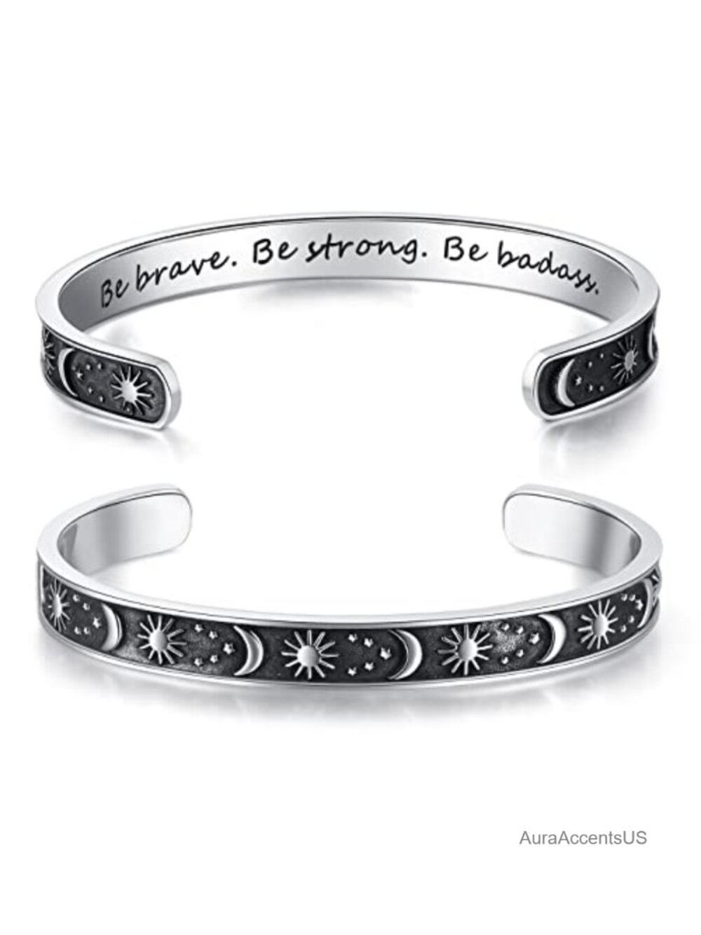 Stainless Steel Engraved Inspirational Cuff Bracelet Gift Box Adjustable